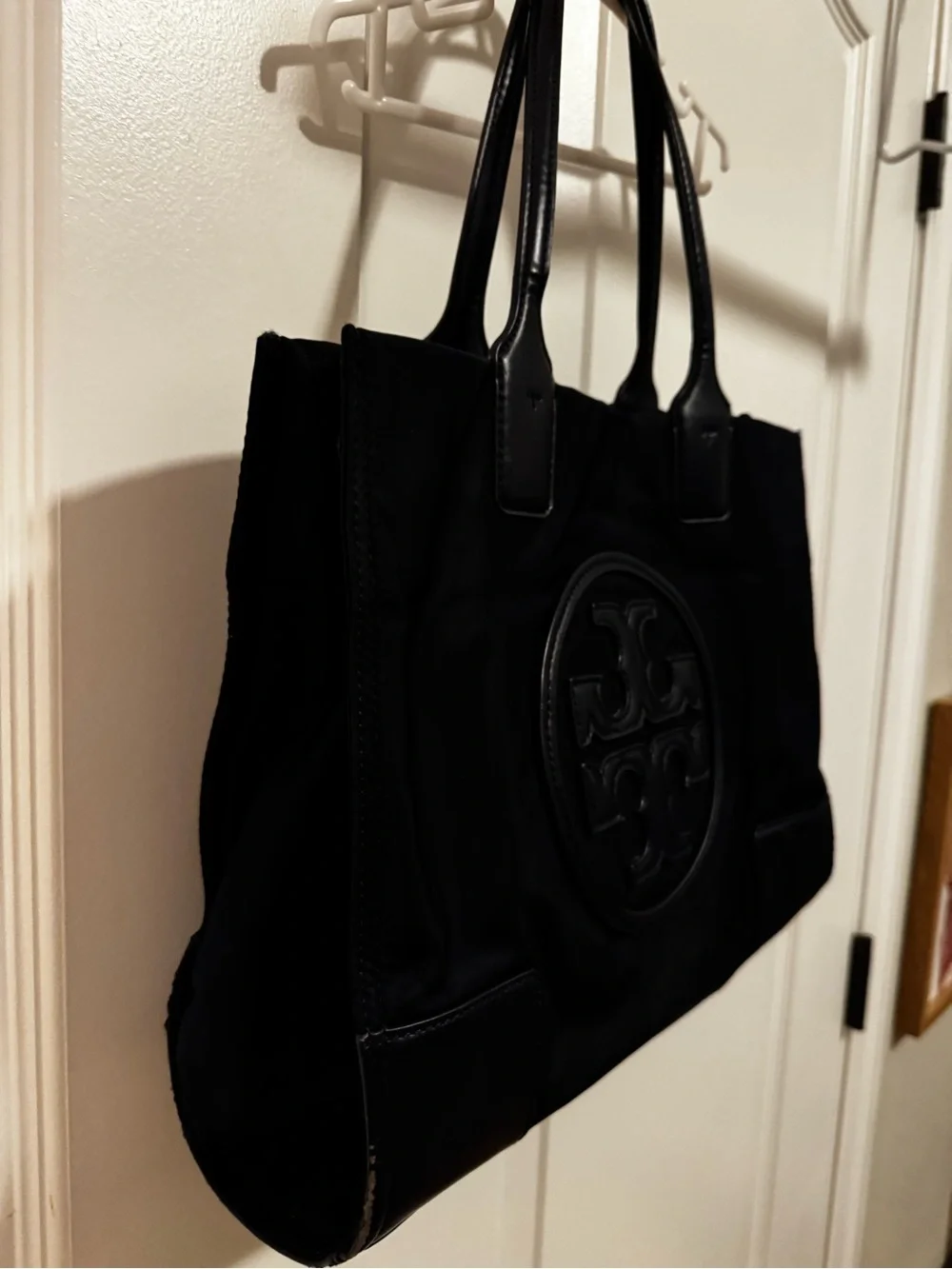 Tory Burch Navy Nylon Tote with Raised Logo